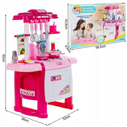KUCHNIA RÓŻÓWA DLA DZIECI PIEKARNIK ZLEW AKCESORIA ŚWIECI DŹWIĘK GOTOWANIA