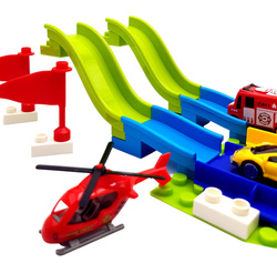 Klocki konstrukcyjne ZESTAW TOR PARKING WYRZUTNIA DLA AUTA +4 AUTKA