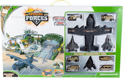 BAZA WOJSKOWA LOTNISKO Z SAMOLOTEM I POJAZDAMI WIEŻA KONTROLNA WOJSKO AUTA