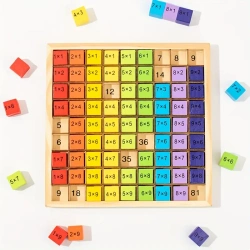 TABLICZKA MNOŻENIA DREWNIANA KLOCKI TABLICA DO NAUKI MATEMATYKA DLA DZIECI