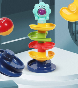 Wieża z piłeczkami zjeżdżalnia tor dla kulek zabawka kule grzechotki dzieci