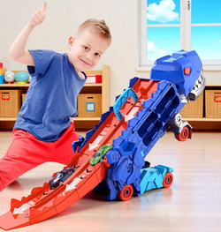 Gigantyczny Tyranozaur Zabawkowy Samochód Tor Autka Transporter Dinozaur XL