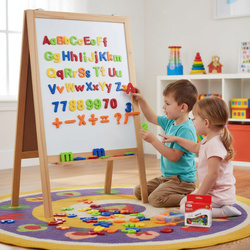 LITERKI CYFERKI MAGNETYCZNE NA TABLICĘ MAGNESY W PUDEŁKU DO NAUKI ZABAWY 80