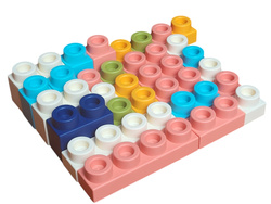 DUŻE MIĘKKIE KLOCKI 30 EL. DLA DZIECI PLASTIKOWE ZESTAW POJEMNIK I NAKLEJKI