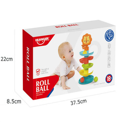 WIEŻA Z PIŁECZKAMI Tor dla piłeczek ZJEŻDŻALNIA kulek +KOSZ grzechotki