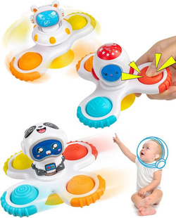 WIRUJĄCE GRZECHOTKI GRYZAKI SPINNERY Z PRZYSSAWKAMI ASTRONAUTA ZESTAW 3 szt