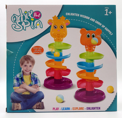 WIEŻA Z PIŁECZKAMI Tor dla piłeczek ZJEŻDŻALNIA kulek +KOSZ grzechotki