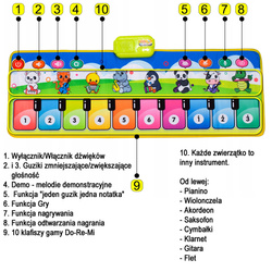 MATA MUZYCZNA DO TAŃCA I GRY Z PIANINEM KEYBOARD NAGRYWA GŁOŚNIK NA BATERIE