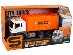 Duża śmieciarka Ciężarówka Zabawka dla dzieci z dźwiękiem światłem koszami