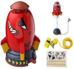 RAKIETA WODNA + WYRZUTNIA WATER ROCKET Z ZRASZACZEM CZERWONY REKIN FONTANNA