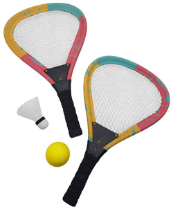 ZESTAW DO GRY W BADMINTON z miękką piłką i lotką Plażowe paletki rakietki