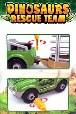 Auto Terenowe JEEP Do Rozkręcania Z PRZYCZEPĄ + DINOZAUR