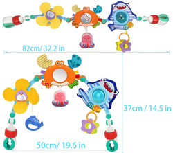 PAŁĄK ŁUK Z ZABAWKAMI GRZECHOTKAMI DO ŁÓŻECZKA WÓZKA ZABAWKI DLA NIEMOWLĄT