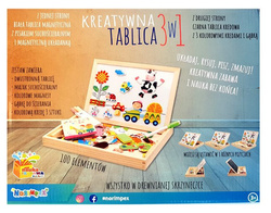 TABLICA DLA DZIECI MAGNETYCZNA KREDOWA 3w1 UKŁADANKA DREWNIANA PUZZLE FARMA