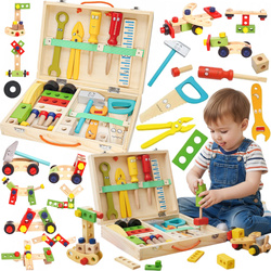 DREWNIANY ZESTAW NARZĘDZIA DLA MAJSTERKOWICZA WARSZTAT SKRZYNKA WALIZKA 35e