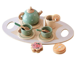 Zestaw do herbatki zabawy w herbatkę drewniany serwis zabawka dla dzieci