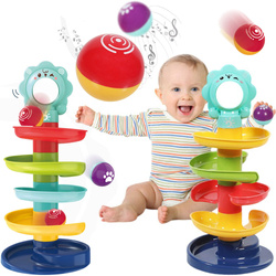 Wieża z piłeczkami zjeżdżalnia tor dla kulek zabawka kule grzechotki dzieci