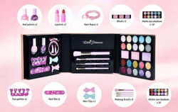 KOSMETYKI DO MAKIJAŻU MALOWIDŁA DLA DZIECI W ROZKŁADANYM PUDEŁKU LAKIERY