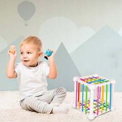 KOSTKA ZRĘCZNOŚCIOWA KLOCKI SENSORYCZNE WIEŻA GRA ZABAWKA DLA MAŁYCH DZIECI