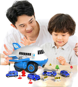 DUZY OTWIERANY SAMOLOT POLICJA do rozkręcania ze zjeżdżalnia dla 4 auta