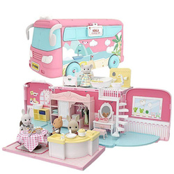 DUŻE AUTO dla LALEK AUTOBUS KAMPER WAKACYJNY rozkładany otwierany DOMEK