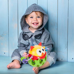 MIEKKA PIŁKA GRZECHOTKA SENSORYCZNA GUMOWA SÓWKA GRYZAK DLA DZIECI