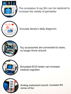 WÓZEK LEKARSKI Z RTG LEKARZ DOKTOR ZESTAW SZPITAL ZABAWKA NA KÓŁKACH 16 el.