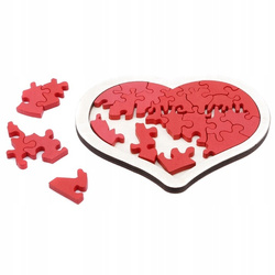 Drewniane Puzzle W Kształcie Serca I Love You Czerwone Dla Dzieci Dorosłych