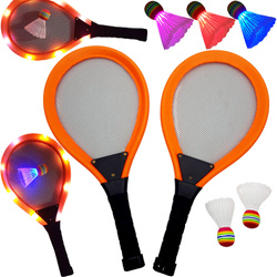 BADMINTON ŚWIECĄCY ZESTAW DO GRY W Plażowe paletki rakietki Zestaw sportowy