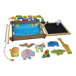 Drewniana TABLICA DWUSTRONNA i Gra Łowienie Rybek