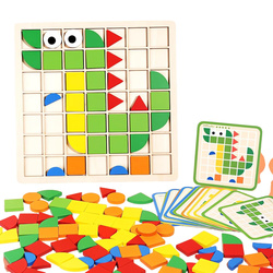 Drewniana Układanka Logiczna Klocki Dla Dzieci Karty Zabawka Sensoryczna