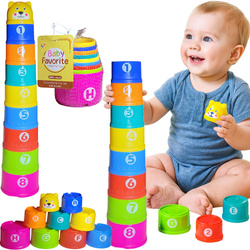 WIEŻA PIRAMIDKA MIŚ KOLOROWE KUBECZKI DO WODY KĄPIELI ZABAWY UKŁADANIA 9sz.