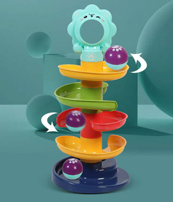 Wieża z piłeczkami zjeżdżalnia tor dla kulek zabawka kule grzechotki dzieci