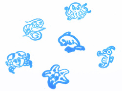 Zestaw PIECZĄTKI DLA DZIECI STEMPELKI STEMPLE ZWIERZAKI MORSKIE ZA3979