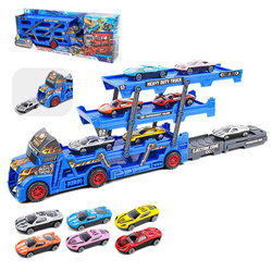 DUŻY TIR laweta CIĘŻARÓWKA rozkładana z 6x auta Wyrzutnia ZESTAW dla dzieci