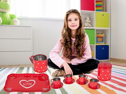 ZESTAW DO HERBATY HERBATKI SERWIS KAWOWY METALOWY DLA DZIECI FILIŻANKI