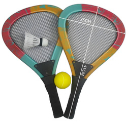 ZESTAW DO GRY W BADMINTON z miękką piłką i lotką Plażowe paletki rakietki