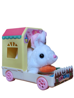 CHODZĄCY KRÓLIK ZAJĄCZEK W DOMKU PET HOME CHODZI RUSZA USZAMI I PYSZCZKIEM