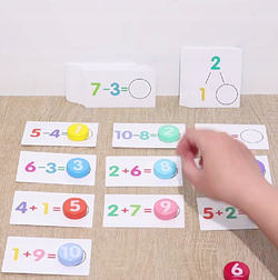 GRA Z KARTAMI DO NAUKI LICZENIA DODAWANIE ODEJMOWANIE DLA DZIECI MONTESSORI