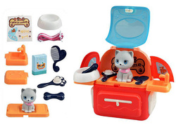 Zestaw salon piękności dla kota zwierząt do zabawy Kotek w Plecaku Zabawka