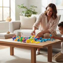 FIGURKI DINOZAURY W JAJKU JAJKO GUMOWE KLOCKI SILIKON PRZYSSAWKI ZWIERZĘTA