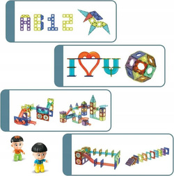 TOR KLOCKI MAGNETYCZNE ŚWIECĄCE EDUKACYJNE KONSTRUKCYJNE 75 EL DLA DZIECI