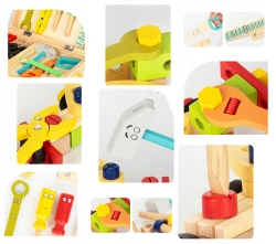 DREWNIANY ZESTAW NARZĘDZIA DLA MAJSTERKOWICZA WARSZTAT SKRZYNKA WALIZKA 35e