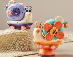 ŚLIMAK JEŻDZĄCY SENSORYCZNY DLA DZIECI ZABAWKA DO KĄPIELI WIATRAK z ssawką