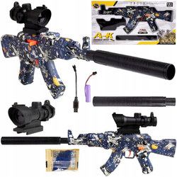 KARABIN PISTOLET AUTOMAT AK47 ZABAWKA NA KULKI NABOJE ŻELOWE WODNE LUNETA