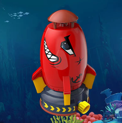 RAKIETA WODNA + WYRZUTNIA WATER ROCKET Z ZRASZACZEM CZERWONY REKIN FONTANNA