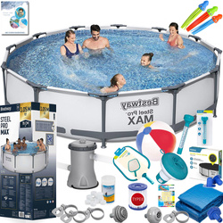 BASEN OGRODOWY STELAŻOWY Z POMPA Bestway 305 x 76 ZESTAW Z POKRYWA MAX 22w1