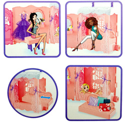 DOMEK DLA LALEK rozkładany otwierany DOMEK na kółkach WALIZKA Lalki LALKA