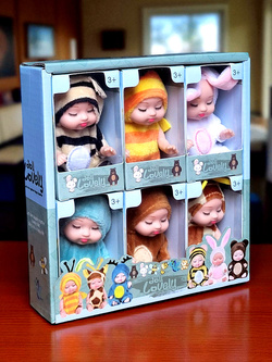 UROCZY ZESTAW 6 MINI LALEK W UBRANKACH ZWIERZĄT PREZENT DLA DZIEWCZYNEK