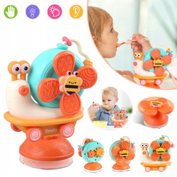 ŚLIMAK JEŻDZĄCY SENSORYCZNY DLA DZIECI ZABAWKA DO KĄPIELI WIATRAK z ssawką